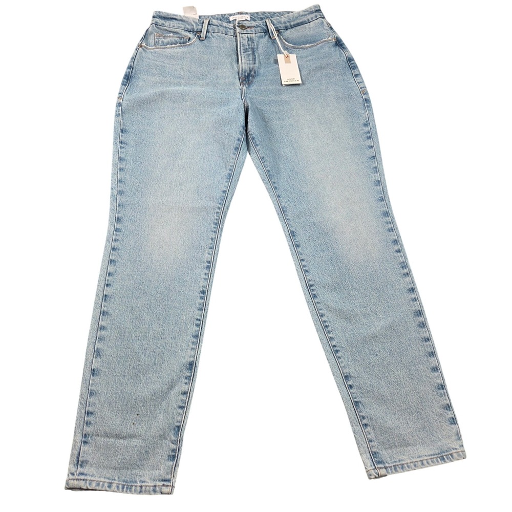 Good American Good Girlfriend Jeans 8/29 Blue High Rise Relaxed Light Wash NWT